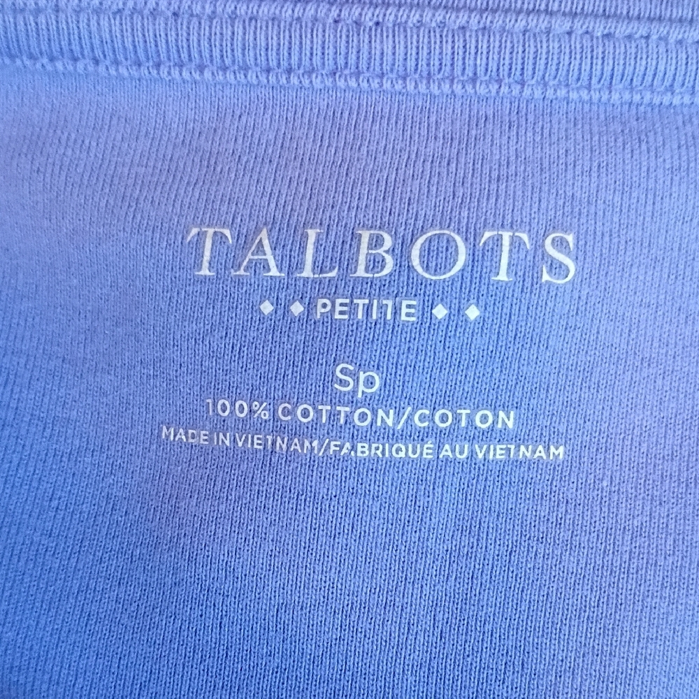 Talbots Women's Lavender 100% Cotton Top 3/4 Length Sleeves Size Petite/Small - Picture 2 of 5
